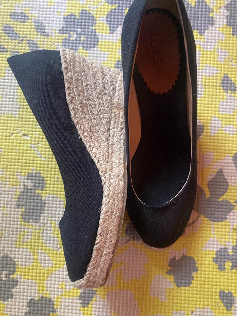 J. Crew Black Espadrille Wedge Flats